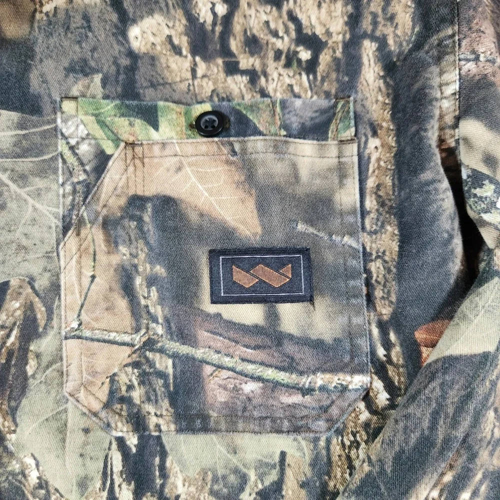 Men's Walls Mossy Oak Long Sleeve Vented Hunting Shirt Jacket Size Large